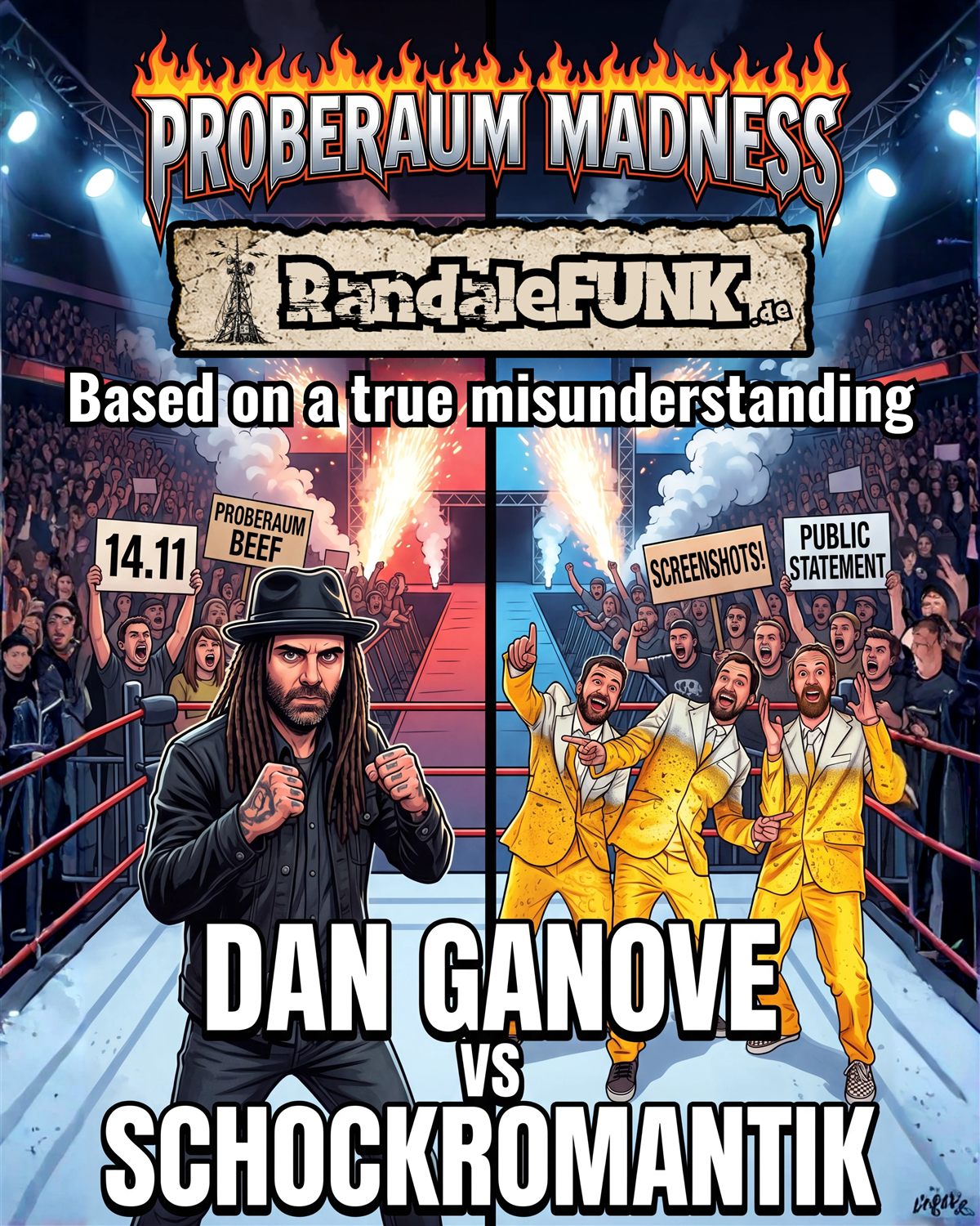 Wrestling-Grafik zu Dan Ganove gegen Schockromantik