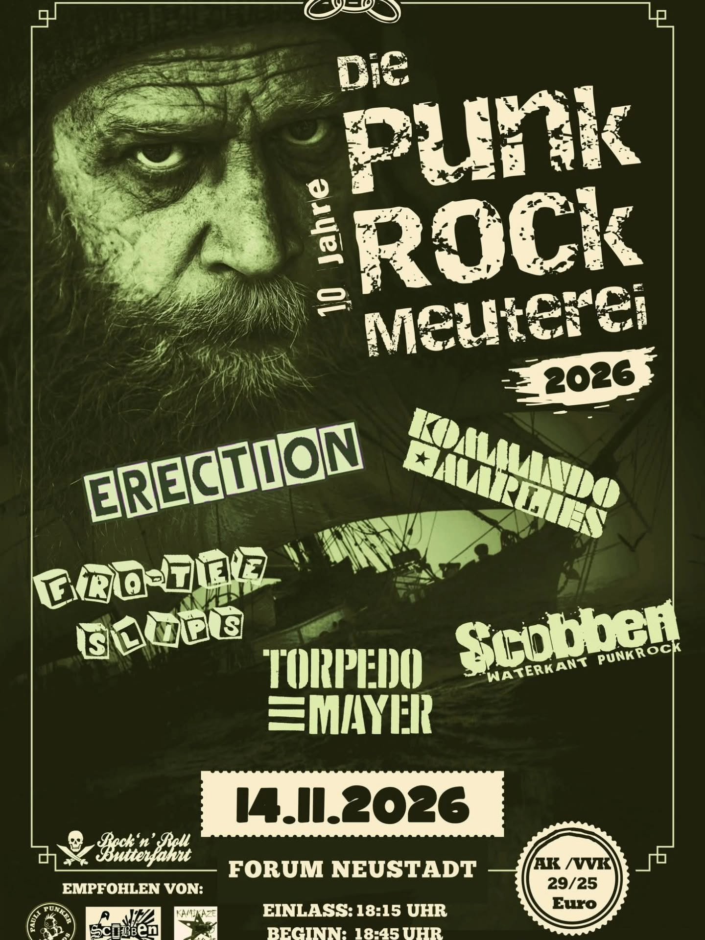 Flyer der Punk-Rock-Meuterei 2026 im Forum Neustadt
