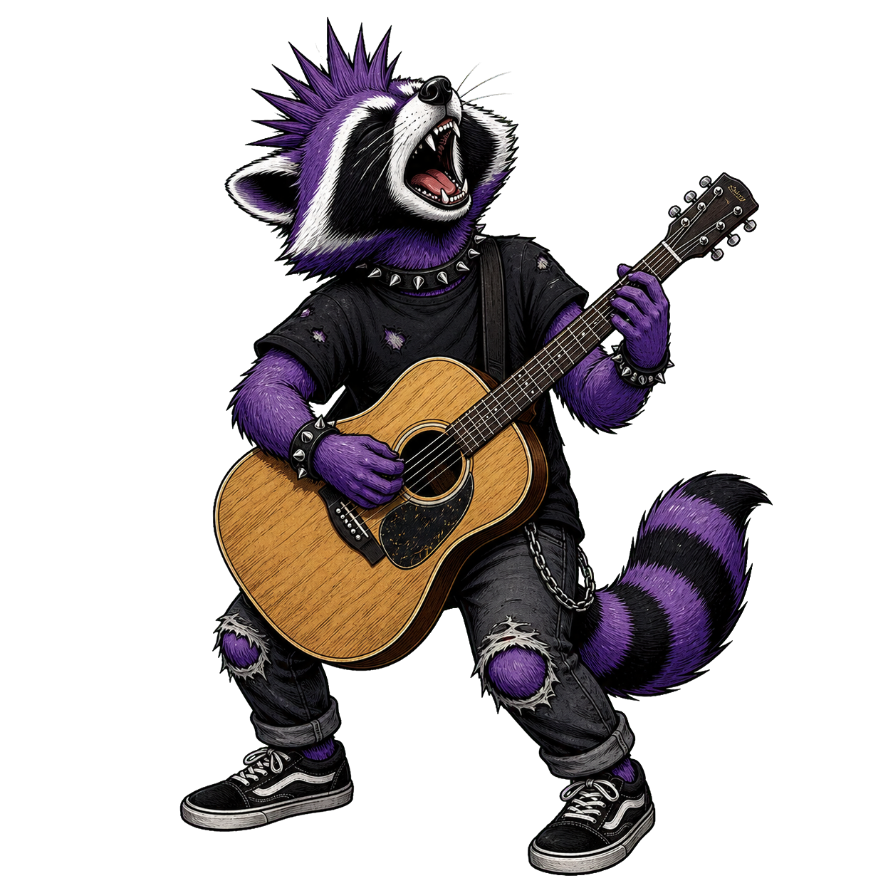 Randalf spielt Akustikgitarre und jault nach oben