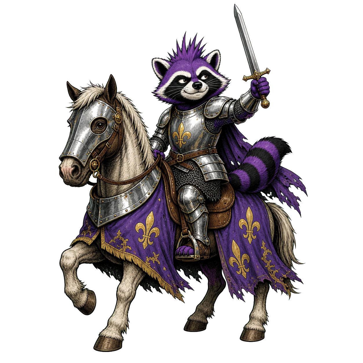 Randalf als Jeanne d'Arc auf einem Pferd