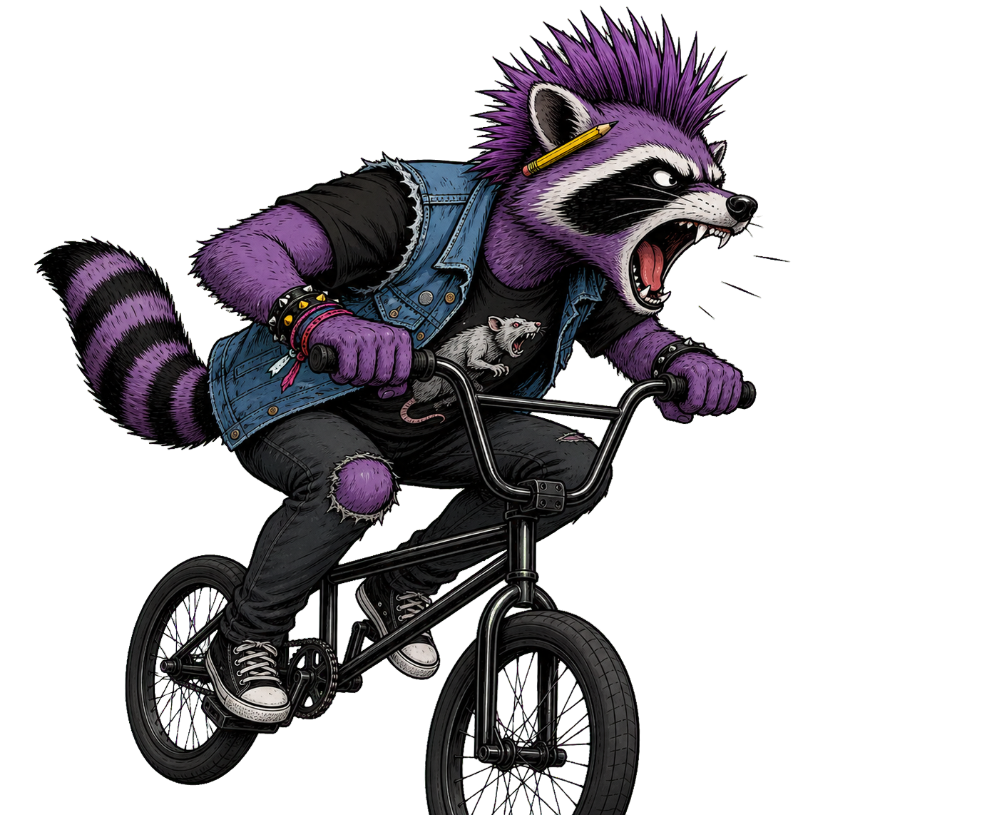 Randalf auf einem BMX schreit in Fahrtrichtung